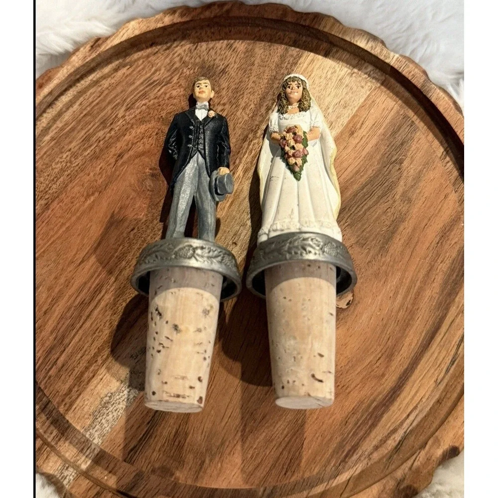 Vintage Wedding Sterling Classic 1994 Bottle Stoppers Bride And Groom‎ Set Rare